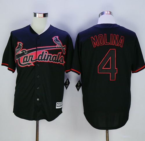 Cardinals #4 Yadier Molina Black New Cool Base Fashion Stitched MLB Jersey - Click Image to Close